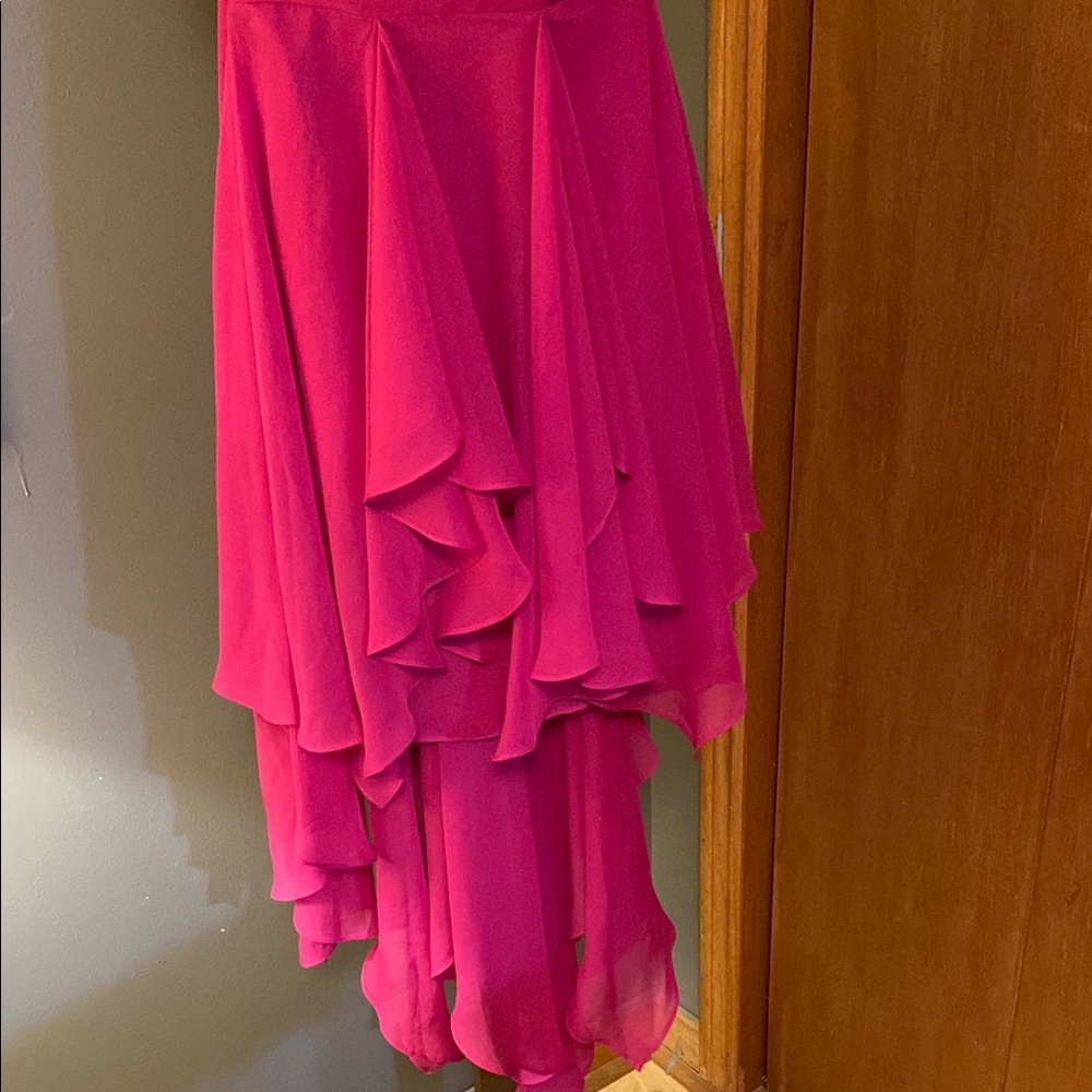 🩷Pink High-Low Ruched Prom, bridesmaids, formal Dress, Absolutely Stunning. - Picture 3 of 5